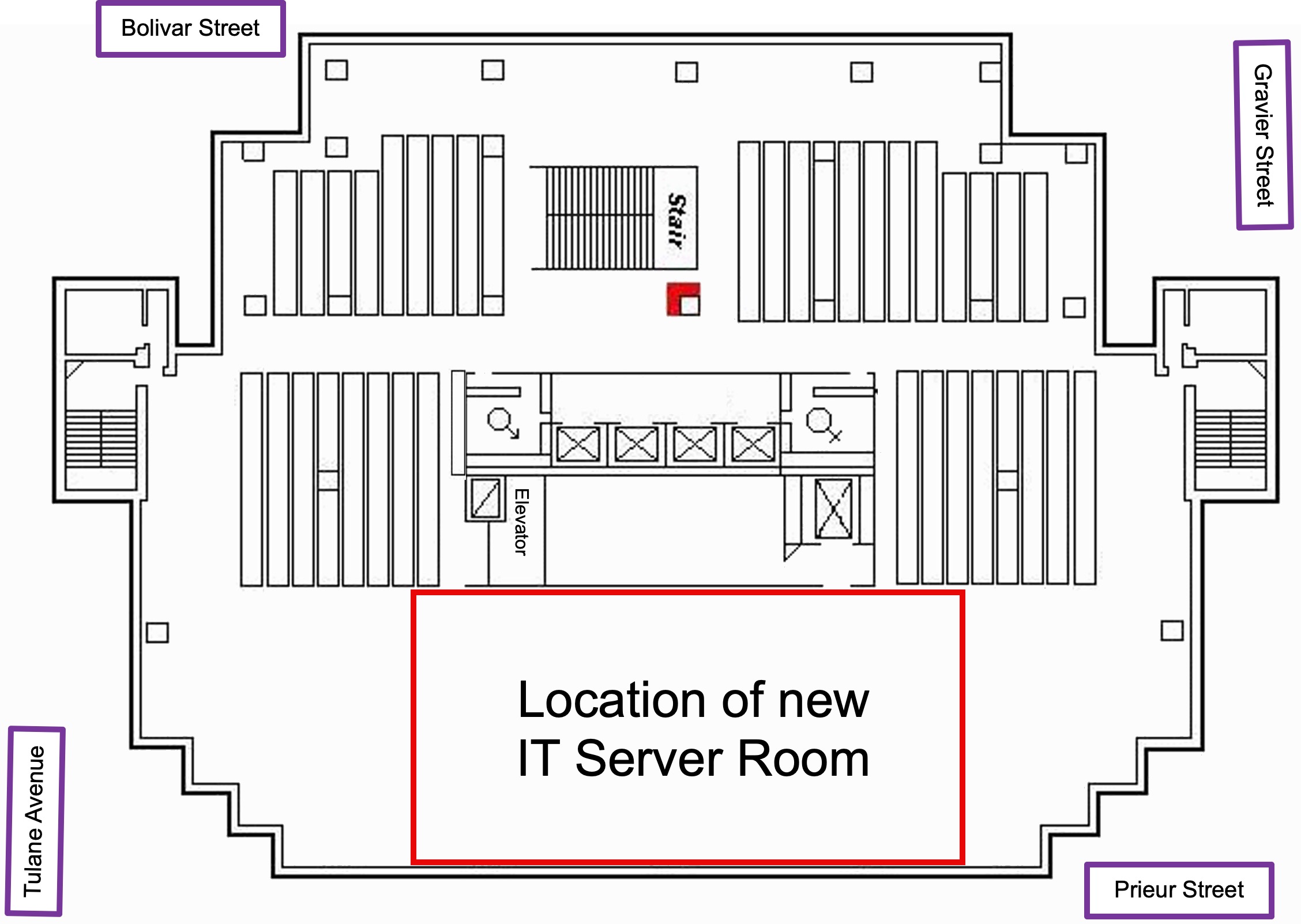Diagram of 5th Floor of Library with new server room location